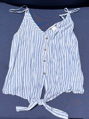 H&M Navy and White Striped Tank with Tie Details